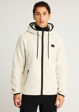 FUNKY BUDDHA - Relaxed fit fleece ζακέτα φούτερ με τσέπες και φερμουάρ