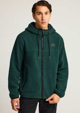 FUNKY BUDDHA - Relaxed fit fleece ζακέτα φούτερ με τσέπες και φερμουάρ