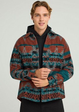 FUNKY BUDDHA - Ανδρικό overshirt casual με ethnic σχέδιο