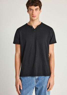 FUNKY BUDDHA - Ανδρικό t-shirt με henley λαιμόκοψη - The essentials