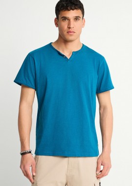 FUNKY BUDDHA - Ανδρικό t-shirt με henley λαιμόκοψη - The essentials