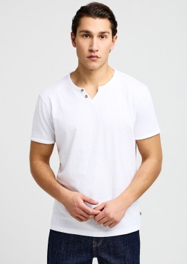 FUNKY BUDDHA - Ανδρικό t-shirt με henley λαιμόκοψη - The essentials