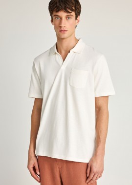 FUNKY BUDDHA - Ανδρική μονόχρωμη μπλούζα polo relaxed fit