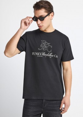 FUNKY BUDDHA - Ανδρικό βαμβακερό t-shirt με τύπωμα