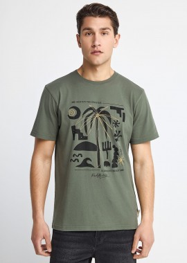 FUNKY BUDDHA - Ανδρικό t-shirt με τύπωμα στην πλάτη