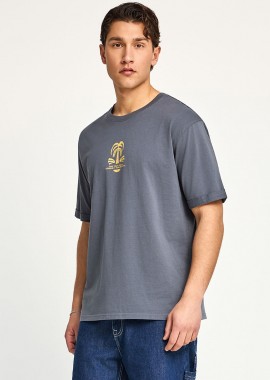 FUNKY BUDDHA - Ανδρικό relaxed t-shirt με τύπωμα στην πλάτη