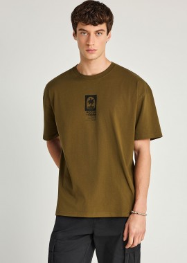 FUNKY BUDDHA - Ανδρικό oversized t-shirt με τύπωμα στην πλάτη