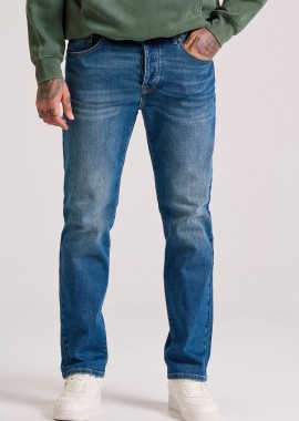 FUNKY BUDDHA - Straight fit τζιν παντελόνι με whisker details