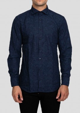 BASTONCINO - BASTONCINO Ανδρικό Μπλε Blue Pattern Shirt