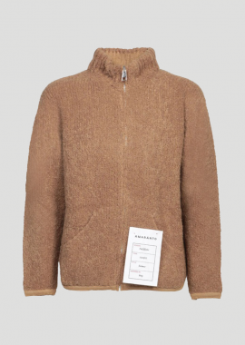 AMARÁNTO - AMARÁNTO Ανδρικό Camel Teddy Full Zip Cardigan