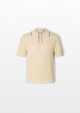 SELECTED HOMME - SELECTED HOMME Ανδρικό Μπεζ Knitted Polo Shirt