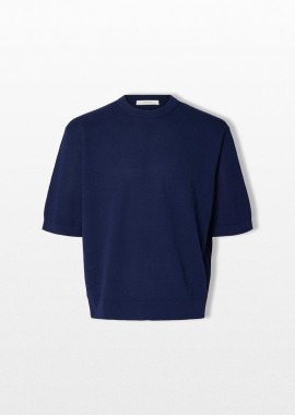 SELECTED HOMME - SELECTED HOMME Ανδρικό Μπλε Crew Neck T-Shirt