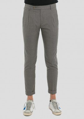 BERWICH - BERWICH Ανδρικό Γκρι Grey Cotton Trousers