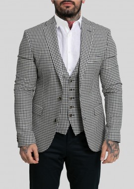 SARTORIA MONK - SARTORIA MONK Ανδρικό Γκρι Classic Check Blazer
