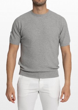 +39MASQ - +39MASQ Ανδρικό Γκρι Classic Crew Neck Cotton T-Shirt/Grey