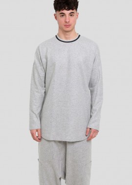 BARBARA ALAN - BARBARA ALAN Ανδρικό Γκρι Wool Jersey Taped Tee Grey