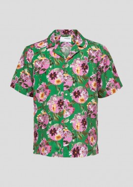 SELECTED HOMME - SELECTED HOMME Ανδρικό Πολύχρωμο Floral Short-Sleeved Liberty Print Shirt