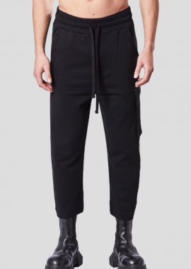 THOM KROM - THOM KROM Ανδρικό Μαύρο Cropped Croth Trousers In Black