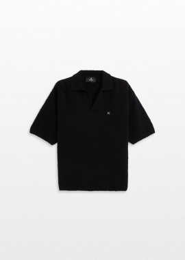 REPRESENT - REPRESENT Ανδρικό Μαύρο Boucle Textured Knit Polo