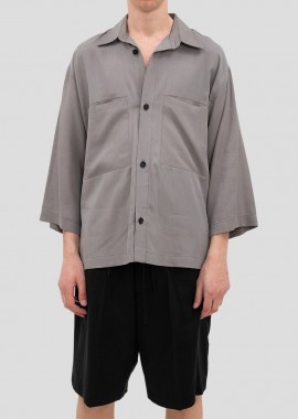 I'M BRIAN - I'M BRIAN Ανδρικό Γκρι Shirt with Wide Elbow-Length Sleeves