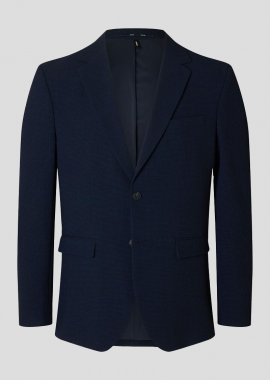 SELECTED HOMME - SELECTED HOMME Ανδρικό Μπλε Seersucker Slim-Fit Blazer