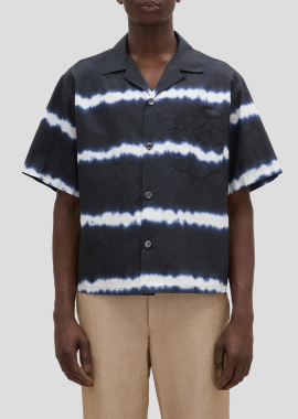 ASPESI - ASPESI Ανδρικό Μπλε Tie-dye Cotton Bowling Shirt