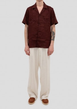 DRYKORN - DRYKORN Ανδρικό Κόκκινο Short-sleeved Linen Shirt