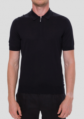 GRAN SASSO - GRAN SASSO Ανδρικό Μαύρο Polo T-shirt Zip