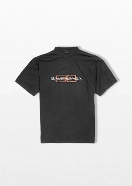 BALENCIAGA - BALENCIAGA Ανδρικό Μαύρο BB Icon Stencil T-Shirt