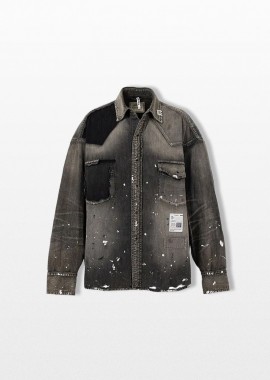 MAISON MIHARA YASUHIRO - MAISON MIHARA YASUHIRO Ανδρικό Μαύρο Distressed Denim Shirt