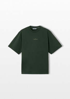 STONE ISLAND - STONE ISLAND Ανδρικό Πράσινο Combed Organic Cotton Jersey T-Shirt