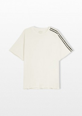 Y-3 - Y-3 Ανδρικό Λευκό Raw Edge 3 Stripes T-Shirt
