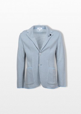 LARDINI - LARDINI Ανδρικό Μπλε Knitted Blazer