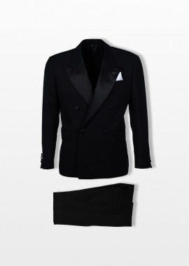 LARDINI - LARDINI Ανδρικό Μαύρο Double Breasted Shawl Lapel Suit