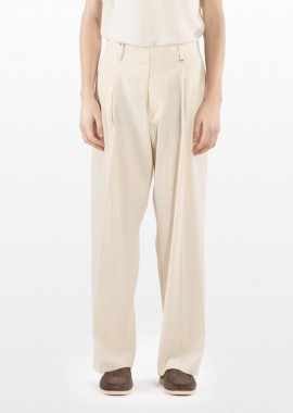 I'M BRIAN - I'M BRIAN Ανδρικό Μπεζ Wide Leg Trousers with Pleats