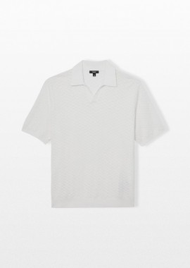 REISS - REISS Ανδρικό Λευκό Open-Collar Polo Shirt
