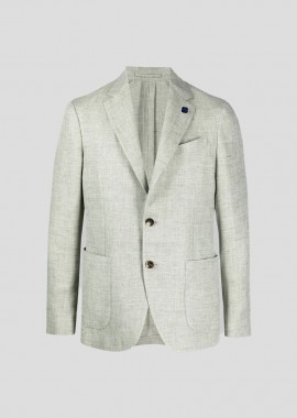 LARDINI - LARDINI Ανδρικό Πράσινο Single-Breasted Linen-Wool Blazer