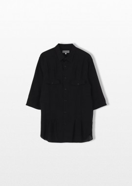 YOHJI YAMAMOTO - YOHJI YAMAMOTO Ανδρικό Μαύρο Lawn Pin Tuck Blouse