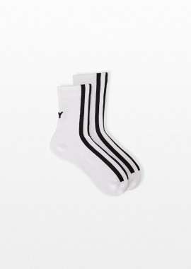 Y-3 - Y-3 Ανδρικό Λευκό Stripes Socks