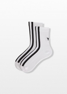 Y-3 - Y-3 Ανδρικό Λευκό Stripes Socks in White
