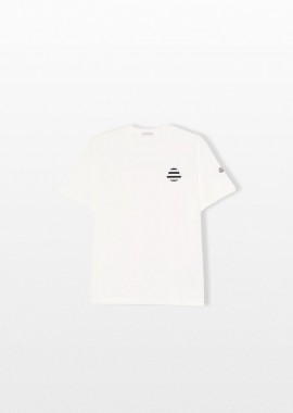 MONCLER - MONCLER Ανδρικό Λευκό Striped Logo T-Shirt