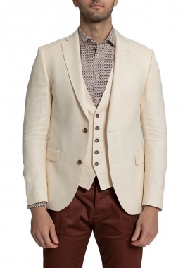 SARTORIA MONK - SARTORIA MONK Ανδρικό Μπεζ Beige Fitted Blazer