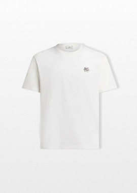 ETRO - ETRO Ανδρικό Λευκό Printed Cotton T-Shirt