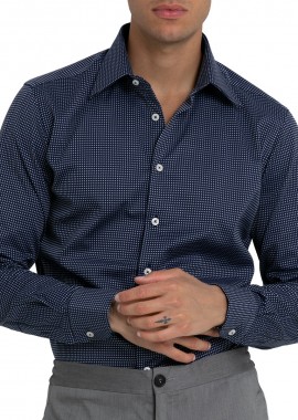 MONK - MONK Ανδρικό Μπλε Polka Dot Shirt