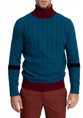 OBVIOUS - OBVIOUS Ανδρικό Μπλε Block-Panel Knitted Jumper