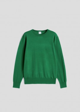 ASPESI - ASPESI Ανδρικό Πράσινο Merino Wool Crew Neck Jumper