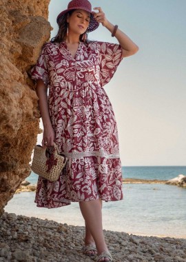 - Boho Φόρεμα Εμπριμέ Botanical με βολάν
