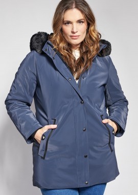 - Αδιάβροχο μπουφάν Parka με κουκούλα με γούνα και ιμάντες κρέμασης