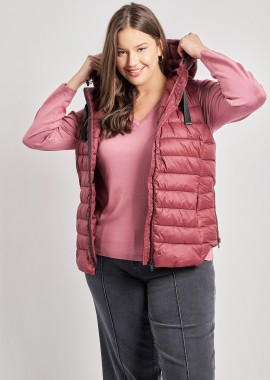 - Αμάνικο καπιτονέ μπουφάν με κουκούλα