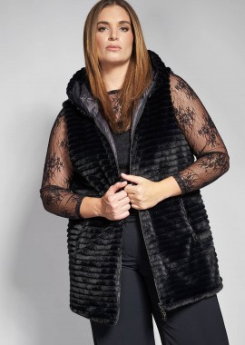 - Αμάνικο μπουφάν διπλής όψης με γούνα